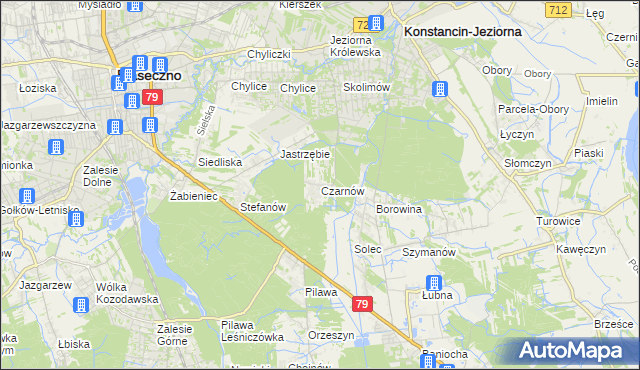 mapa Czarnów gmina Konstancin-Jeziorna, Czarnów gmina Konstancin-Jeziorna na mapie Targeo