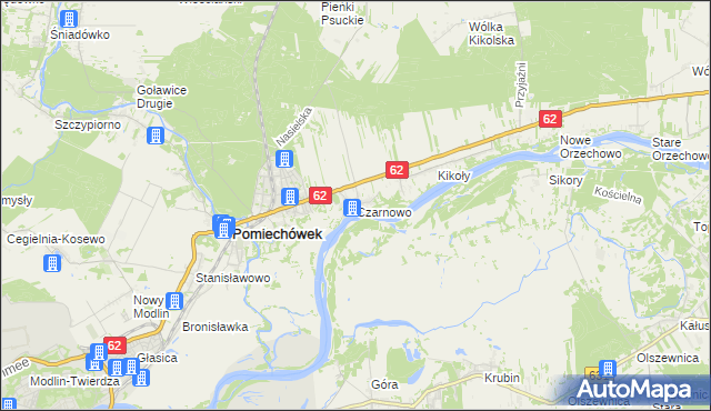 mapa Czarnowo gmina Pomiechówek, Czarnowo gmina Pomiechówek na mapie Targeo
