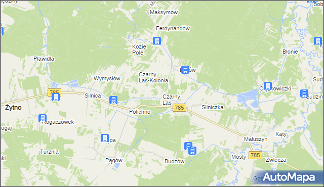 mapa Czarny Las gmina Żytno, Czarny Las gmina Żytno na mapie Targeo