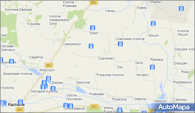 mapa Czartowiec gmina Tyszowce, Czartowiec gmina Tyszowce na mapie Targeo