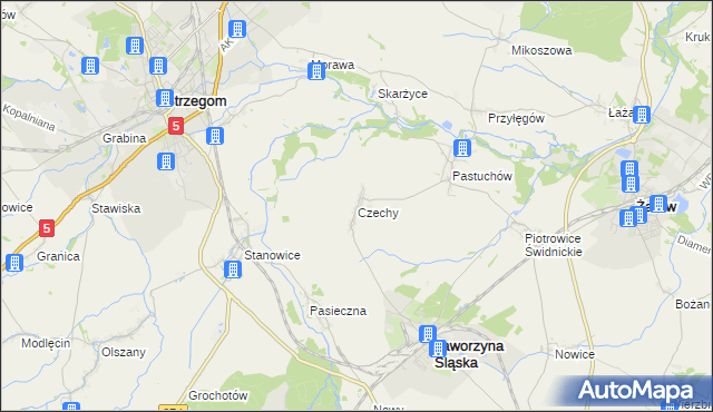 mapa Czechy gmina Jaworzyna Śląska, Czechy gmina Jaworzyna Śląska na mapie Targeo