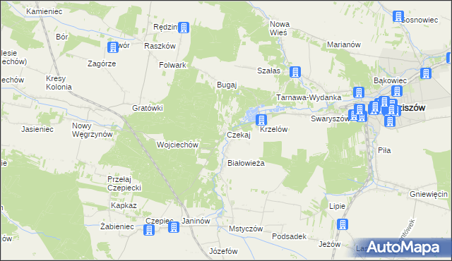 mapa Czekaj gmina Sędziszów, Czekaj gmina Sędziszów na mapie Targeo