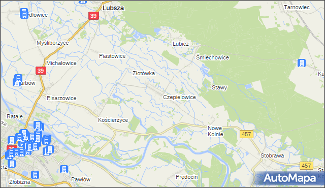 mapa Czepielowice, Czepielowice na mapie Targeo