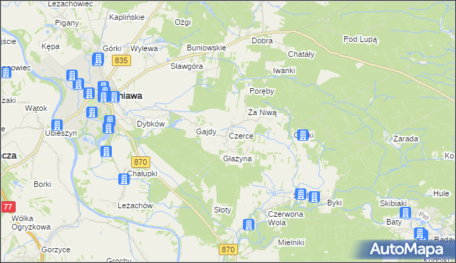 mapa Czerce, Czerce na mapie Targeo