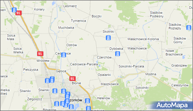 mapa Czerchów, Czerchów na mapie Targeo