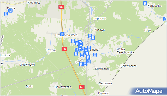 mapa Czeremcha powiat hajnowski, Czeremcha powiat hajnowski na mapie Targeo