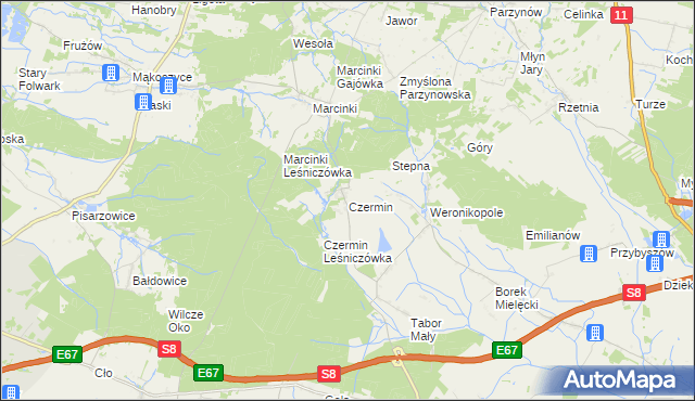 mapa Czermin gmina Bralin, Czermin gmina Bralin na mapie Targeo