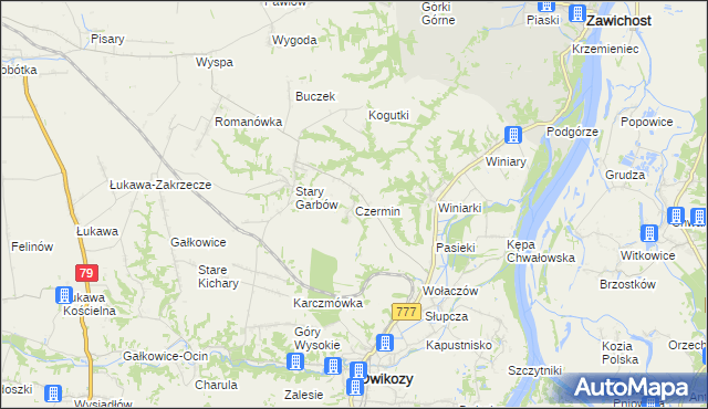 mapa Czermin gmina Dwikozy, Czermin gmina Dwikozy na mapie Targeo