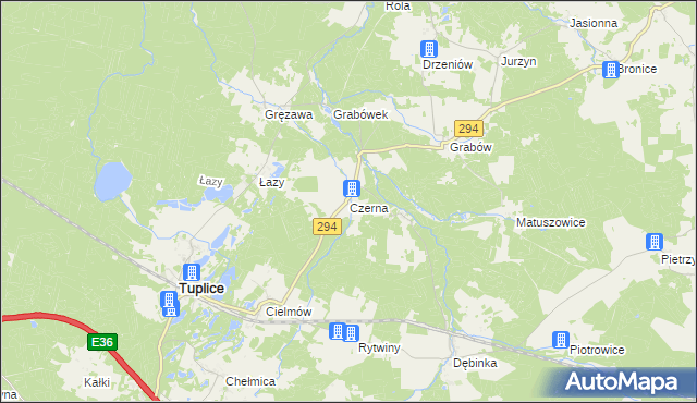 mapa Czerna gmina Tuplice, Czerna gmina Tuplice na mapie Targeo