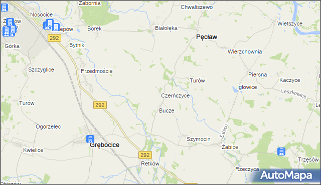 mapa Czerńczyce gmina Grębocice, Czerńczyce gmina Grębocice na mapie Targeo