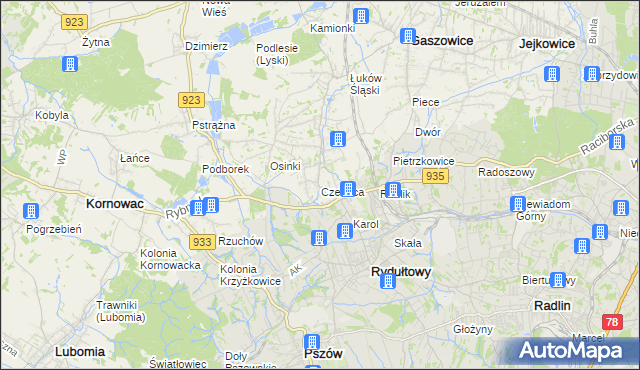 mapa Czernica gmina Gaszowice, Czernica gmina Gaszowice na mapie Targeo