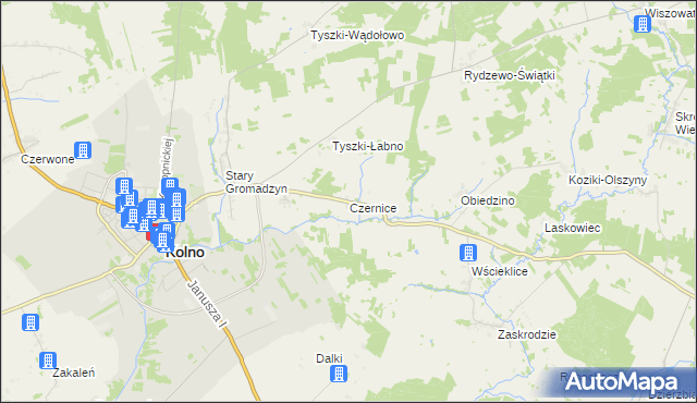 mapa Czernice gmina Kolno, Czernice gmina Kolno na mapie Targeo