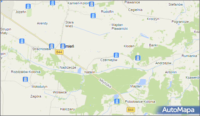 mapa Czerniejów gmina Kamień, Czerniejów gmina Kamień na mapie Targeo