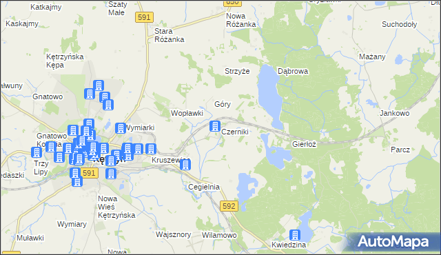 mapa Czerniki gmina Kętrzyn, Czerniki gmina Kętrzyn na mapie Targeo