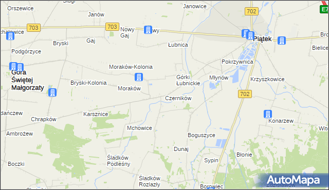 mapa Czerników gmina Piątek, Czerników gmina Piątek na mapie Targeo