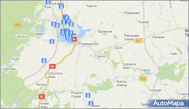 mapa Czernin gmina Sztum, Czernin gmina Sztum na mapie Targeo