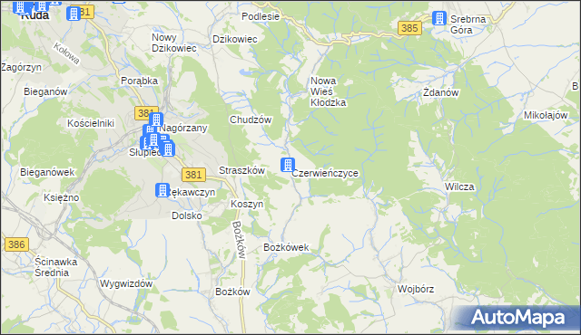 mapa Czerwieńczyce, Czerwieńczyce na mapie Targeo