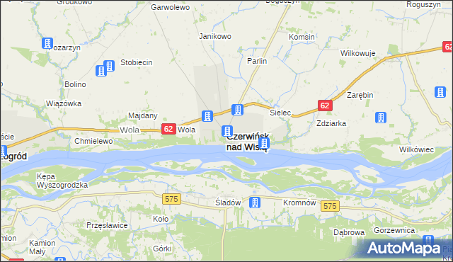 mapa Czerwińsk nad Wisłą, Czerwińsk nad Wisłą na mapie Targeo