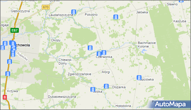 mapa Czerwonka gmina Suchowola, Czerwonka gmina Suchowola na mapie Targeo