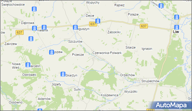 mapa Czerwonka gmina Wierzbno, Czerwonka gmina Wierzbno na mapie Targeo