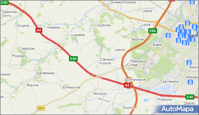 mapa Czerwony Kościół, Czerwony Kościół na mapie Targeo