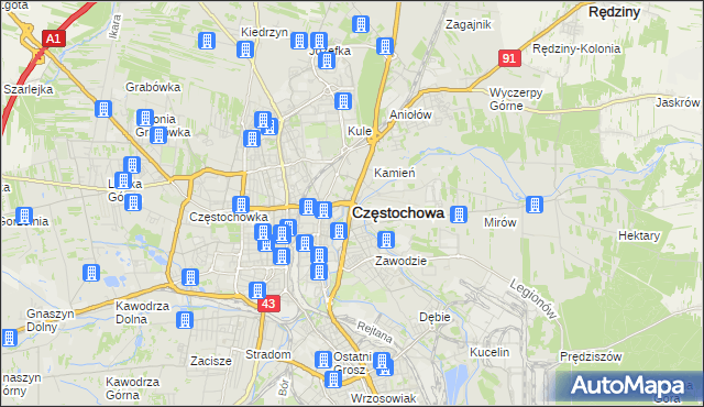 mapa Częstochowy, Częstochowa na mapie Targeo