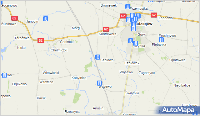 mapa Czołowo gmina Radziejów, Czołowo gmina Radziejów na mapie Targeo