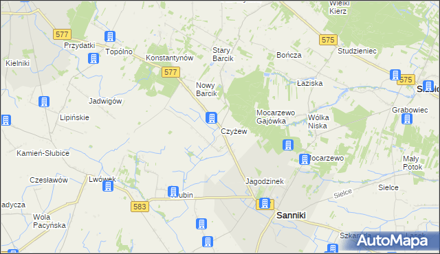 mapa Czyżew gmina Sanniki, Czyżew gmina Sanniki na mapie Targeo