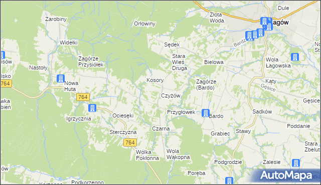 mapa Czyżów gmina Łagów, Czyżów gmina Łagów na mapie Targeo