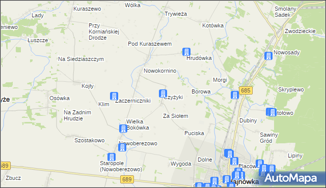 mapa Czyżyki, Czyżyki na mapie Targeo