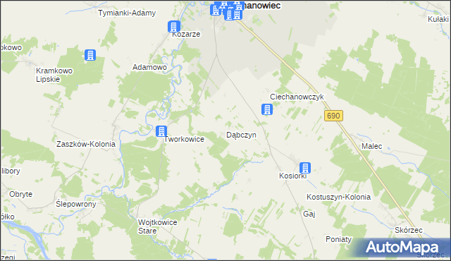 mapa Dąbczyn, Dąbczyn na mapie Targeo