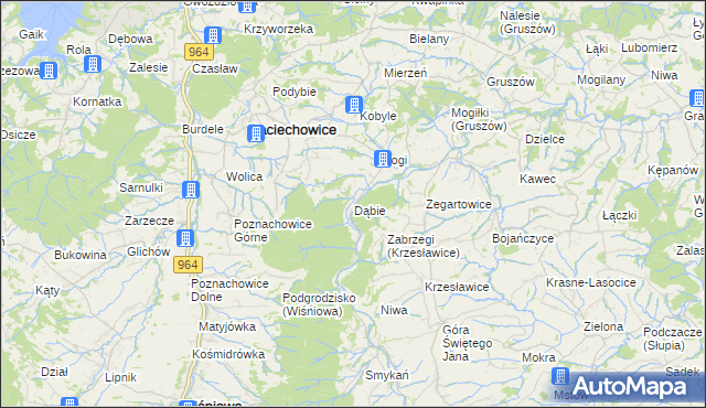 mapa Dąbie gmina Raciechowice, Dąbie gmina Raciechowice na mapie Targeo