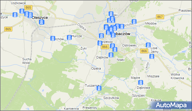 mapa Dąbków, Dąbków na mapie Targeo