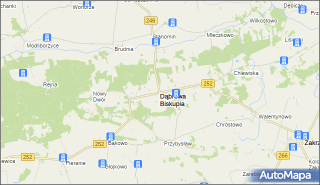 mapa Dąbrowa Biskupia, Dąbrowa Biskupia na mapie Targeo