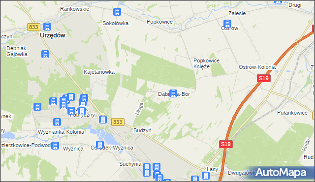 mapa Dąbrowa-Bór, Dąbrowa-Bór na mapie Targeo