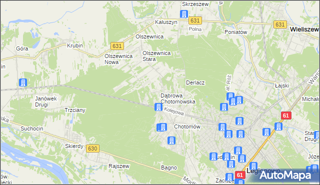 mapa Dąbrowa Chotomowska, Dąbrowa Chotomowska na mapie Targeo