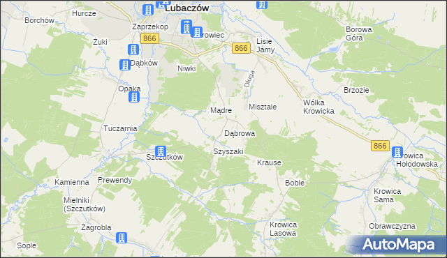 mapa Dąbrowa gmina Lubaczów, Dąbrowa gmina Lubaczów na mapie Targeo