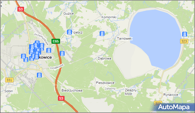 mapa Dąbrowa gmina Polkowice, Dąbrowa gmina Polkowice na mapie Targeo