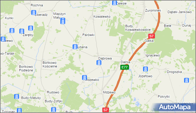 mapa Dąbrowa gmina Strzegowo, Dąbrowa gmina Strzegowo na mapie Targeo