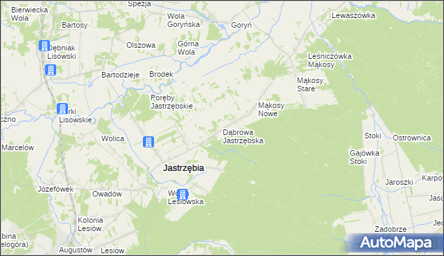 mapa Dąbrowa Jastrzębska, Dąbrowa Jastrzębska na mapie Targeo