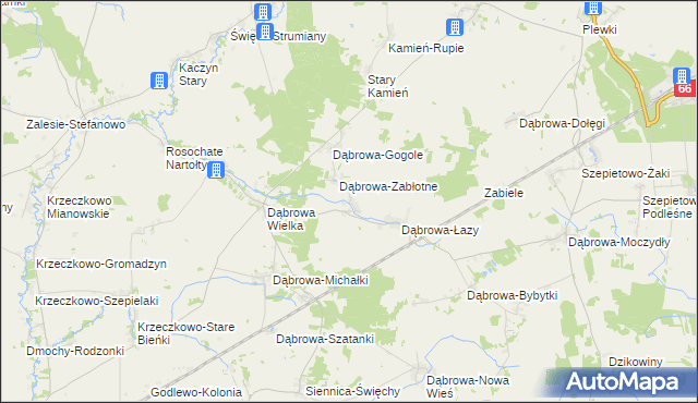 mapa Dąbrowa-Kaski, Dąbrowa-Kaski na mapie Targeo