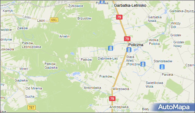 mapa Dąbrowa-Las, Dąbrowa-Las na mapie Targeo