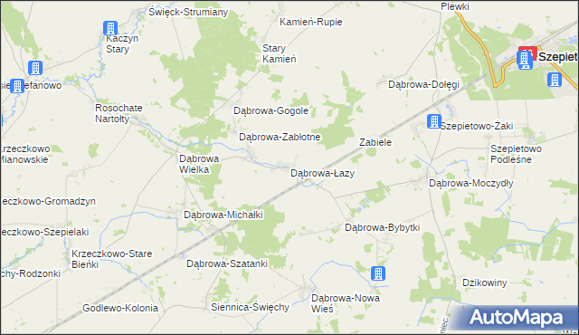 mapa Dąbrowa-Łazy gmina Szepietowo, Dąbrowa-Łazy gmina Szepietowo na mapie Targeo
