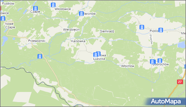 mapa Dąbrowa Łużycka, Dąbrowa Łużycka na mapie Targeo