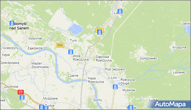 mapa Dąbrowa Rzeczycka, Dąbrowa Rzeczycka na mapie Targeo