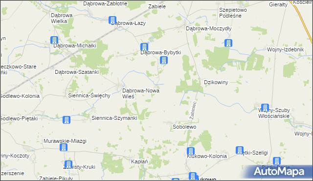 mapa Dąbrowa-Tworki, Dąbrowa-Tworki na mapie Targeo