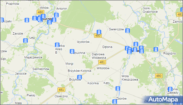 mapa Dąbrowa Widawska, Dąbrowa Widawska na mapie Targeo