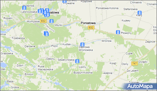 mapa Dąbrowa Wronowska, Dąbrowa Wronowska na mapie Targeo
