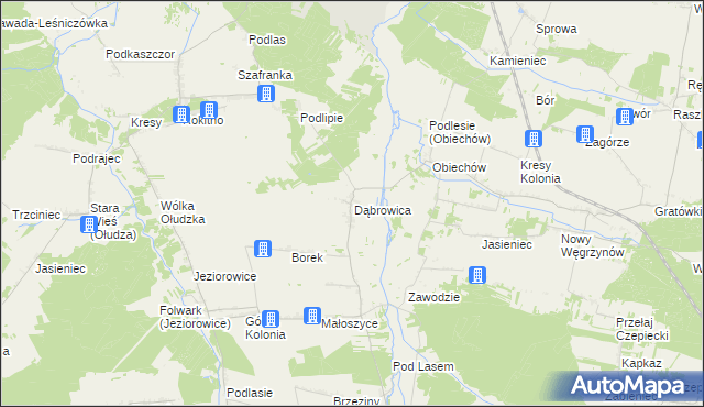 mapa Dąbrowica gmina Słupia, Dąbrowica gmina Słupia na mapie Targeo