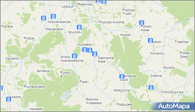 mapa Dąbrowica Mała, Dąbrowica Mała na mapie Targeo